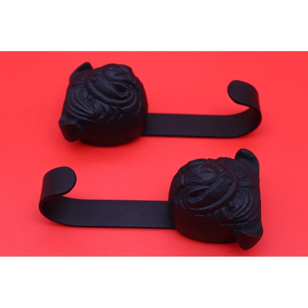 Bulldog‎ Coat Or Robe Hook Heavy Duty 2 Piece Set Black Cast Iron